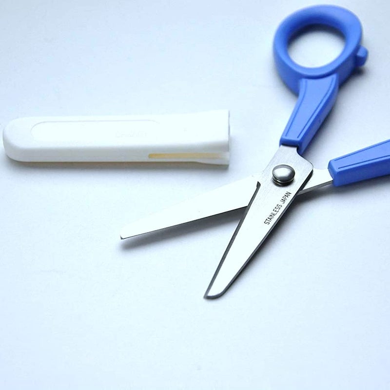 CANARY Kids Scissors 6" for Age 6-8, Safe Blunt Tip with Blade Cover, Made in JAPAN, Safety Elementary School Scissors, Blue - Image 4